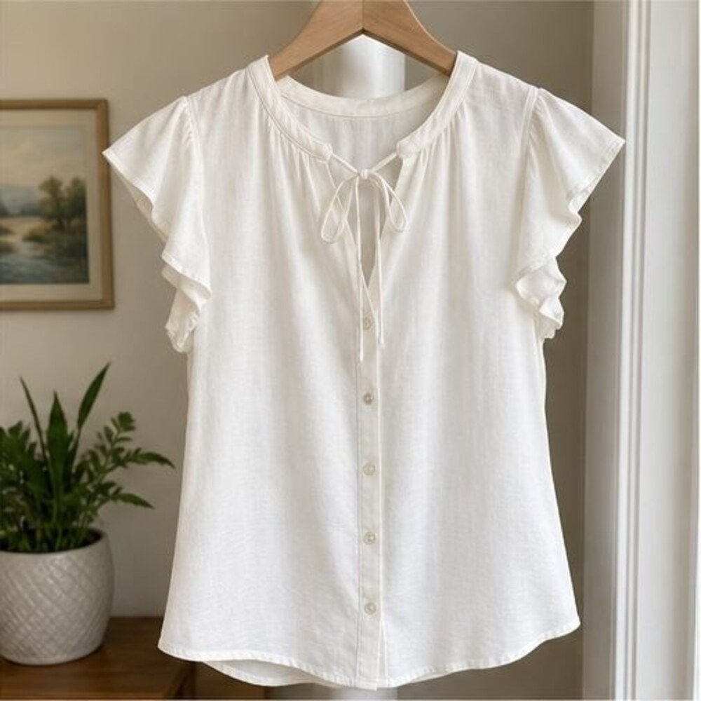 White Pleated Blouse